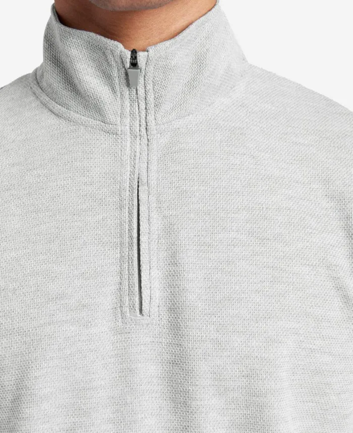 Kenneth Cole Sweaters Men QuarterZip Knit Pullover Heathergrey Kenneth Cole Sweaters Men QuarterZip Knit Pullover Heathergrey
