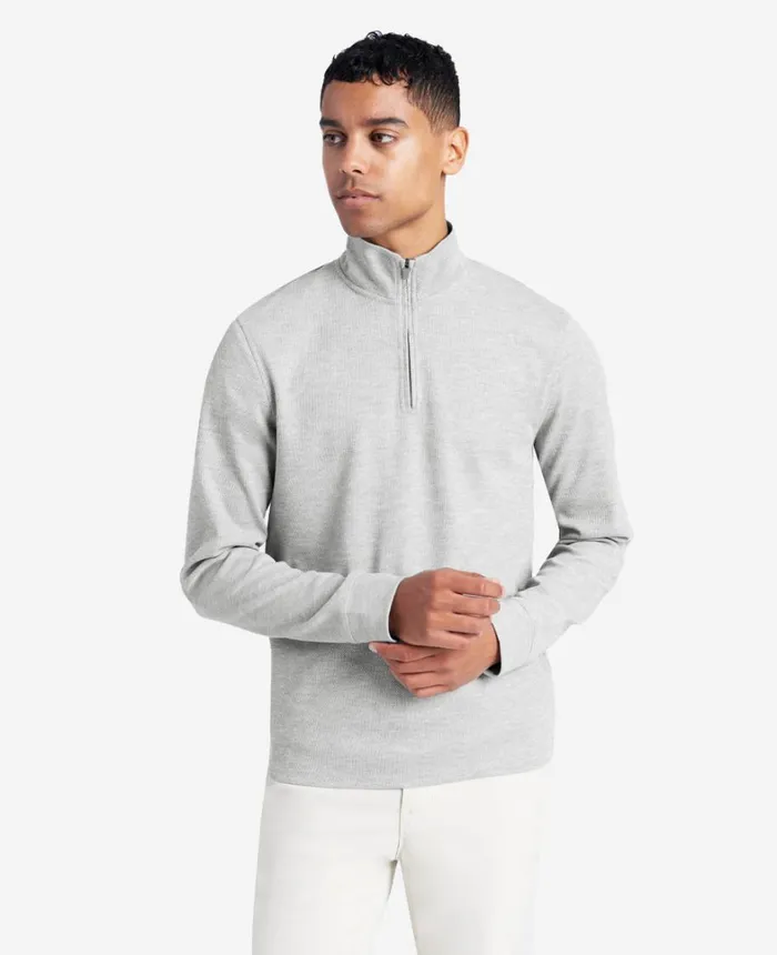 Kenneth Cole Sweaters Men QuarterZip Knit Pullover Heathergrey Kenneth Cole Sweaters Men QuarterZip Knit Pullover Heathergrey