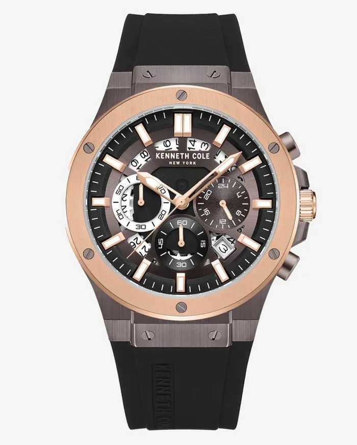 Kenneth Cole Watches Men Kenneth Cole New York TwoTone Chronograph Black Silicone Dress Sport Watch Black Kenneth Cole Watches Men Kenneth Cole New York TwoTone Chronograph Black Silicone Dress Sport Watch Black
