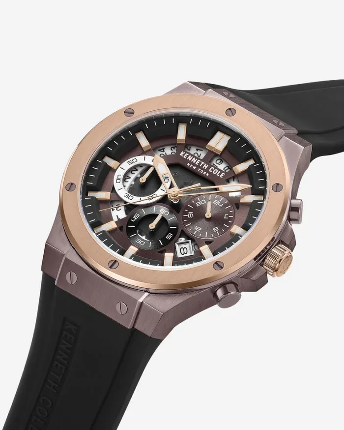 Kenneth Cole Watches Men Kenneth Cole New York TwoTone Chronograph Black Silicone Dress Sport Watch Black Kenneth Cole Watches Men Kenneth Cole New York TwoTone Chronograph Black Silicone Dress Sport Watch Black