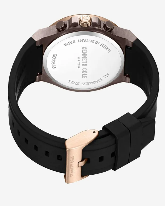 Kenneth Cole Watches Men Kenneth Cole New York TwoTone Chronograph Black Silicone Dress Sport Watch Black Kenneth Cole Watches Men Kenneth Cole New York TwoTone Chronograph Black Silicone Dress Sport Watch Black