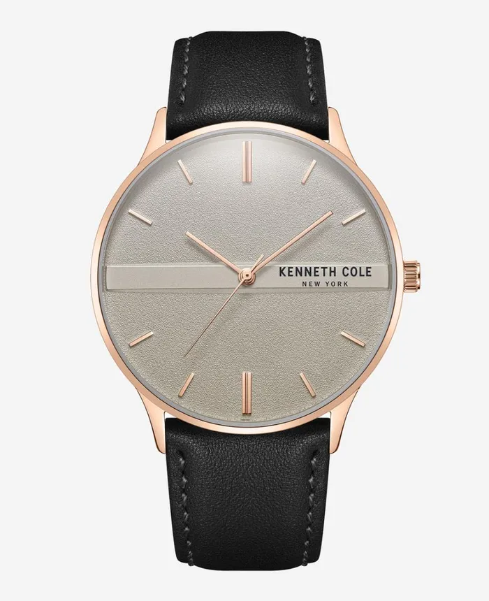 Kenneth Cole Watches Men Modern Classic Leather Strap Watch Black