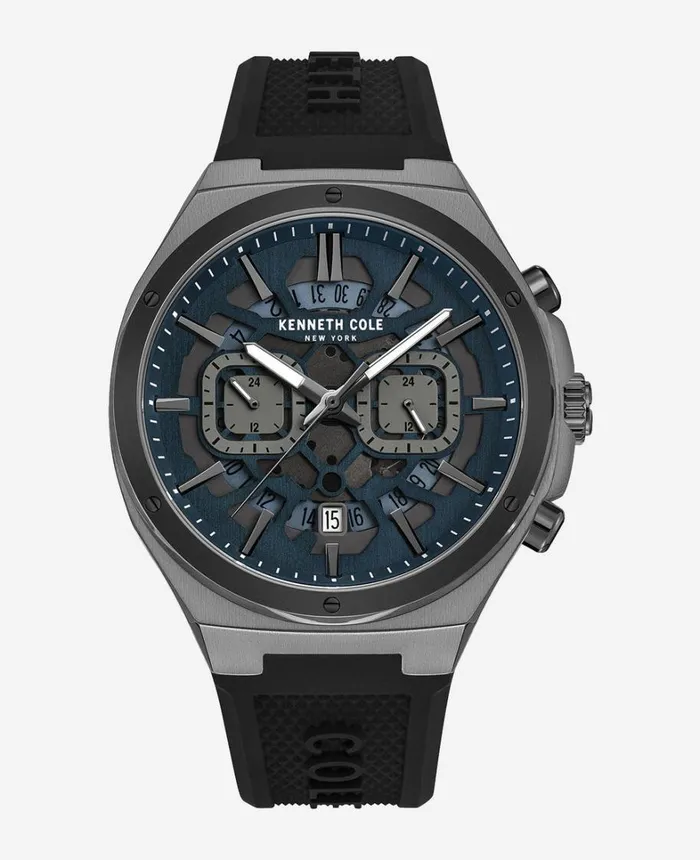Kenneth Cole Watches Men MultiFunction Watch With Silicone Strap Black