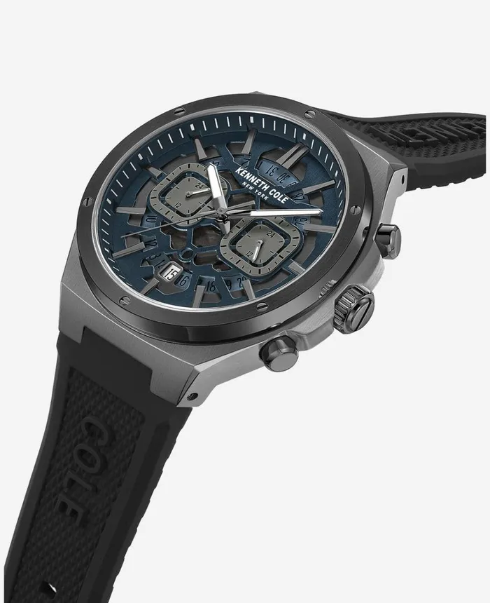 Kenneth Cole Watches Men MultiFunction Watch With Silicone Strap Black Kenneth Cole Watches Men MultiFunction Watch With Silicone Strap Black
