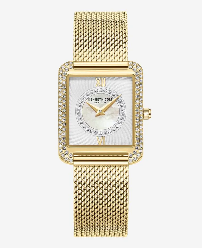 Kenneth Cole Watches Women Automatic CrystalEmbellished Water Resistant Mesh Strap Watch Gold Kenneth Cole Watches Women Automatic CrystalEmbellished Water Resistant Mesh Strap Watch Gold