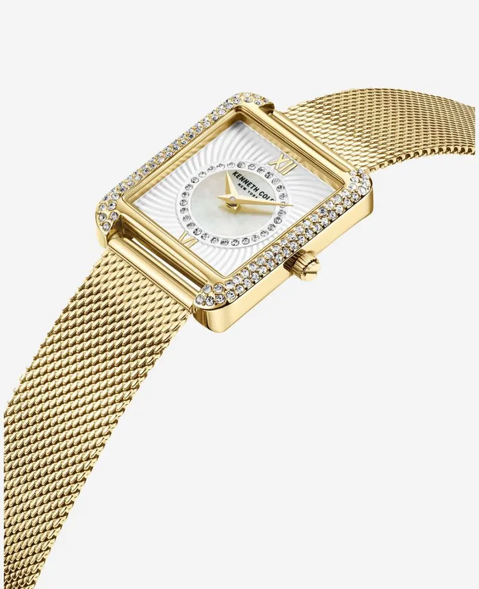 Kenneth Cole Watches Women Automatic CrystalEmbellished Water Resistant Mesh Strap Watch Gold Kenneth Cole Watches Women Automatic CrystalEmbellished Water Resistant Mesh Strap Watch Gold