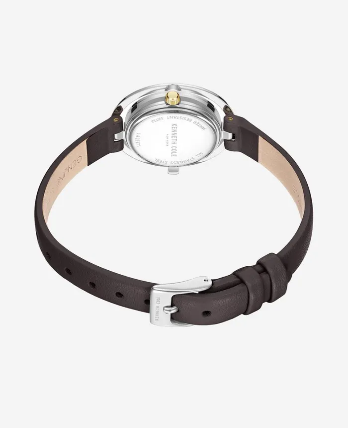 Kenneth Cole Watches Women Automatic TwoTone Transparency Water Resistant Leather Strap Watch Brown Kenneth Cole Watches Women Automatic TwoTone Transparency Water Resistant Leather Strap Watch Brown