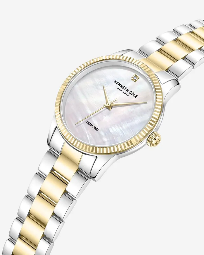 Kenneth Cole Watches Women Diamond Dial Water Resistant TwoTone Stainless Steel Bracelet Watch Tt Silvergold Yellow Kenneth Cole Watches Women Diamond Dial Water Resistant TwoTone Stainless Steel Bracelet Watch Tt Silvergold Yellow