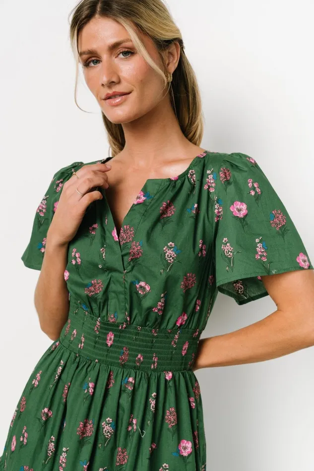 Kiana Poplin Maxi Dress Green Pink Women Baltic Born Bump Friendly Kiana Poplin Maxi Dress Green Pink Women Baltic Born Bump Friendly
