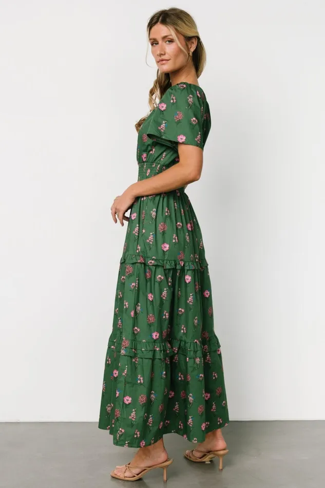 Kiana Poplin Maxi Dress Green Pink Women Baltic Born Bump Friendly Kiana Poplin Maxi Dress Green Pink Women Baltic Born Bump Friendly
