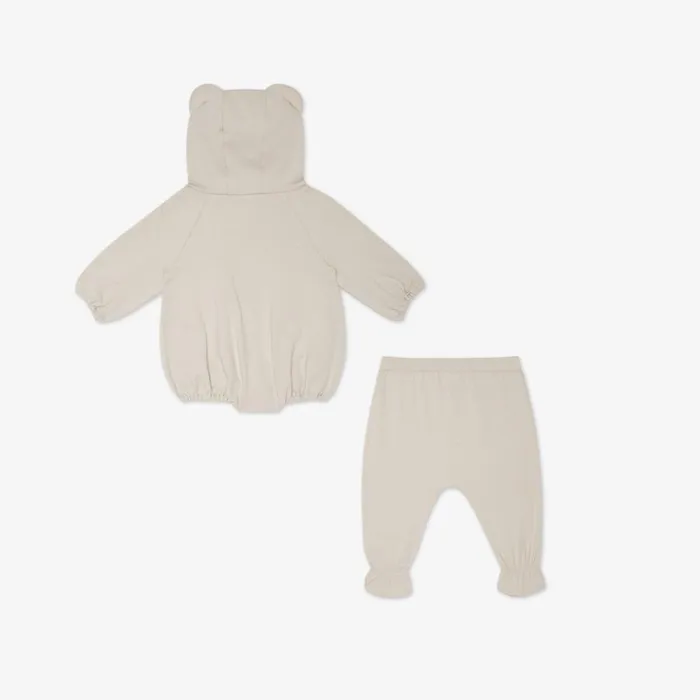 Kids Baby Set In Beige Jersey With Teddy Bear Print Fendi Baby Girl