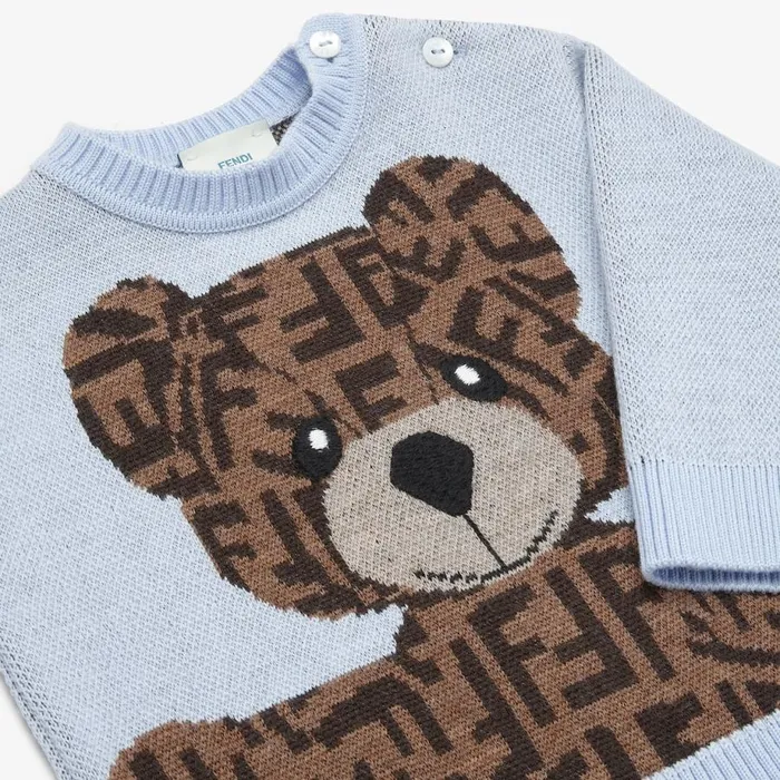 Kids Baby Wool Teddy Bear Pullover Multicolour Fendi Baby Boy