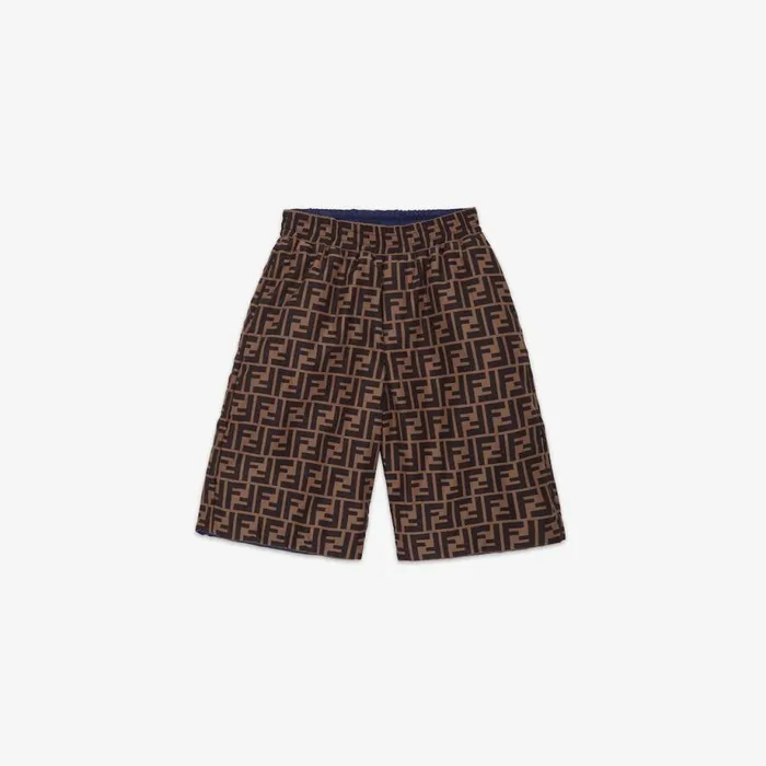 Kids Blue Nylon And Ff Reversible Bermudas Blue Fendi Ready To Wear