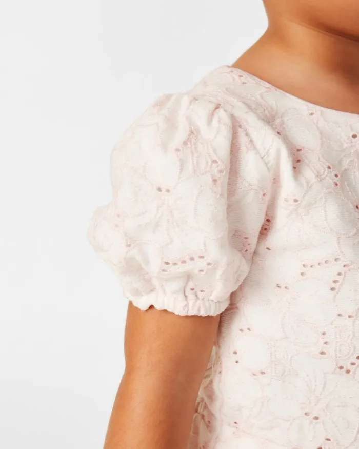 Kids BRODEEY 8211 Floral Broderie Puff Sleeve Playsuit Pink Ted Baker Playsuits and Sets