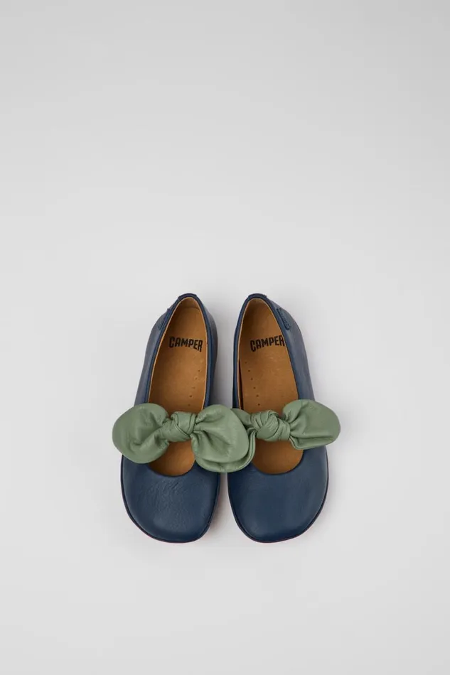 Kids Camper Ballerinas Right Blue And Green Leather Ballerinas For Kids Kids Camper Ballerinas Right Blue And Green Leather Ballerinas For Kids
