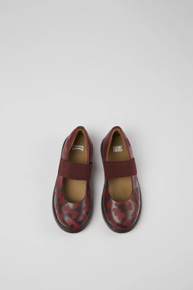 Kids Camper Ballerinas Twins Burgundy Leather Mary Jane Shoes For Kids Kids Camper Ballerinas Twins Burgundy Leather Mary Jane Shoes For Kids