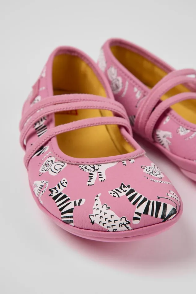 Kids Camper Ballerinas Twins Pink Leather Ballerinas For Kids