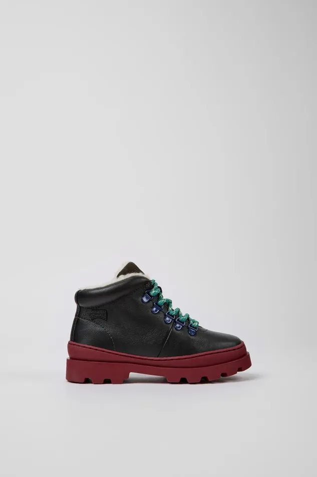 Kids Camper Boots Brutus Black Leather And Nubuck Laceup Boots Kids Camper Boots Brutus Black Leather And Nubuck Laceup Boots