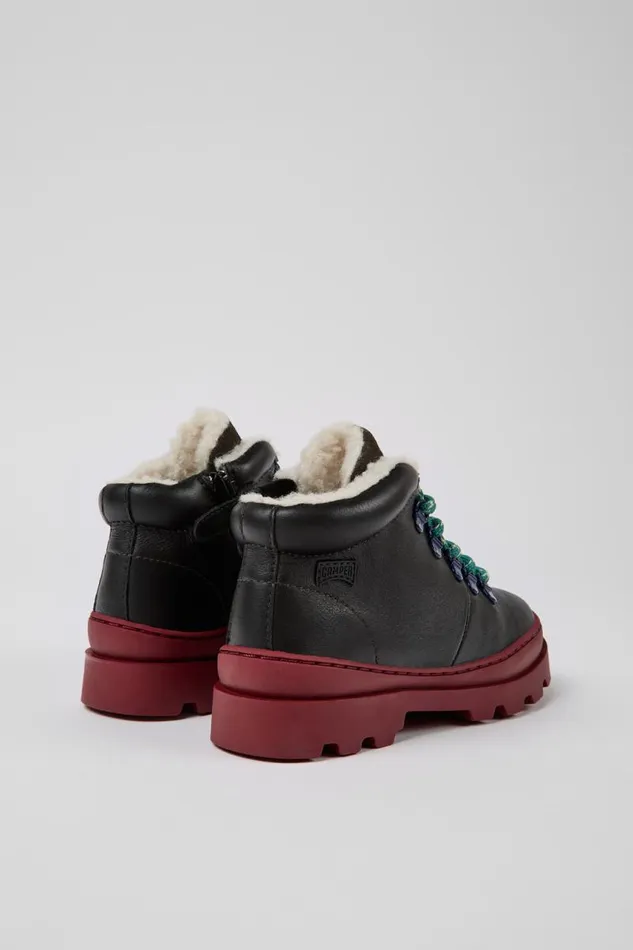 Kids Camper Boots Brutus Black Leather And Nubuck Laceup Boots Kids Camper Boots Brutus Black Leather And Nubuck Laceup Boots