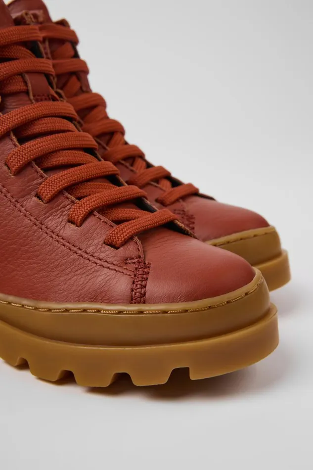 Kids Camper Boots Brutus Red Leather Ankle Boots For Kids