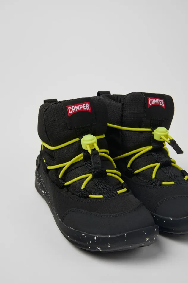 Kids Camper Boots Ergo Black Textile Ankle Boots For Kids