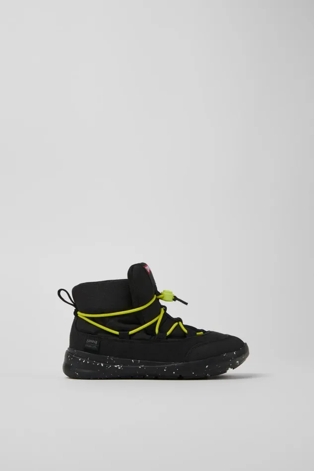 Kids Camper Boots Ergo Black Textile Ankle Boots For Kids