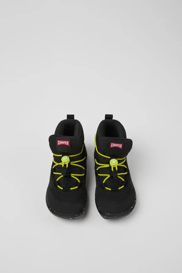 Kids Camper Boots Ergo Black Textile Ankle Boots For Kids