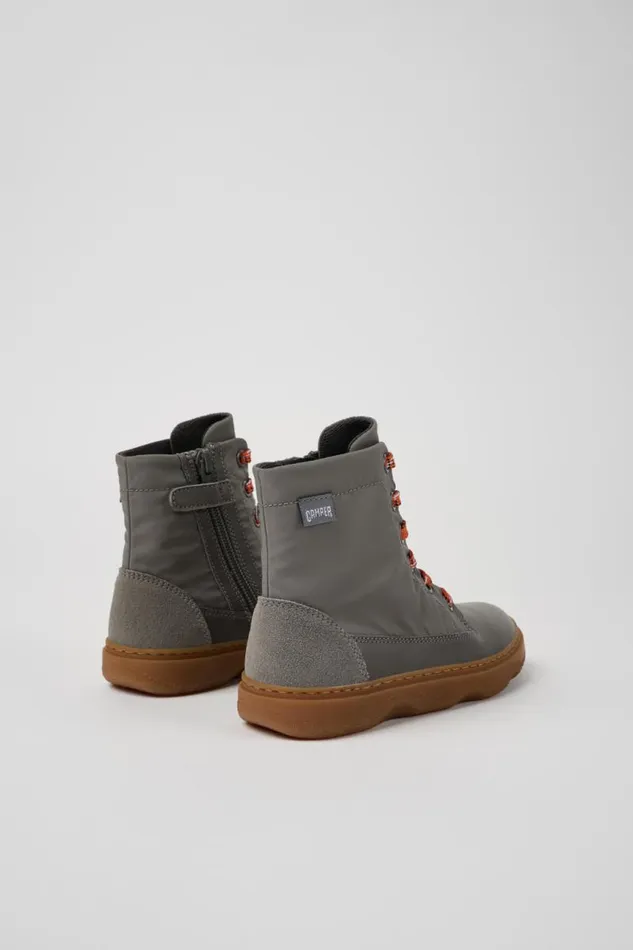 Kids Camper Boots Kiddo Gray Leather And Textile Ankle Boots For Kids Kids Camper Boots Kiddo Gray Leather And Textile Ankle Boots For Kids