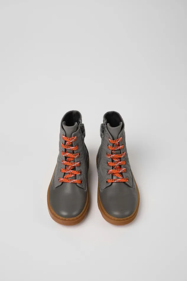 Kids Camper Boots Kiddo Gray Leather And Textile Ankle Boots For Kids Kids Camper Boots Kiddo Gray Leather And Textile Ankle Boots For Kids