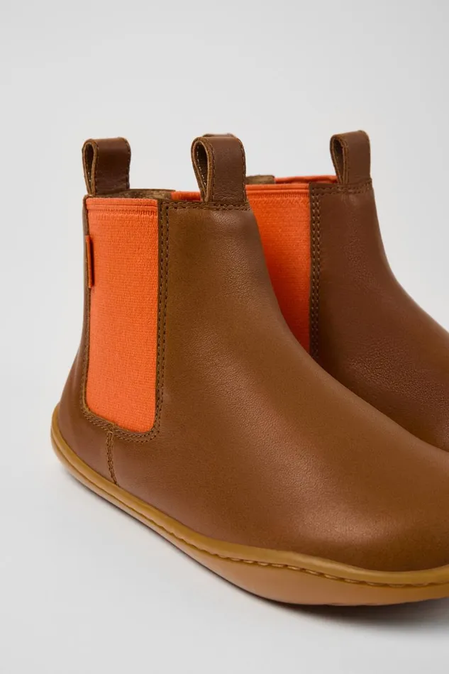 Kids Camper Boots Peu Brown Leather Ankle Boots For Kids
