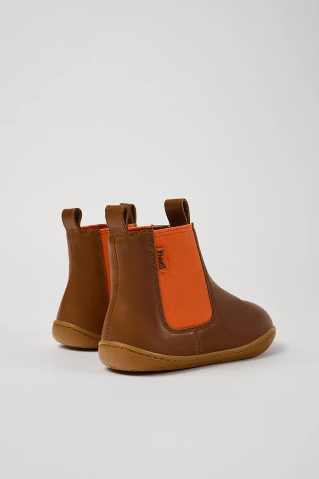 Kids Camper Boots Peu Brown Leather Ankle Boots For Kids Kids Camper Boots Peu Brown Leather Ankle Boots For Kids