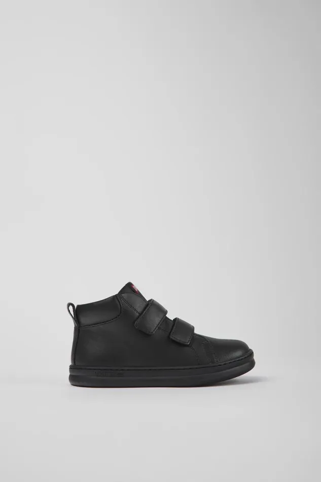 Kids Camper Boots Runner Black Leather And Textile Ankle Boots For Kids Kids Camper Boots Runner Black Leather And Textile Ankle Boots For Kids