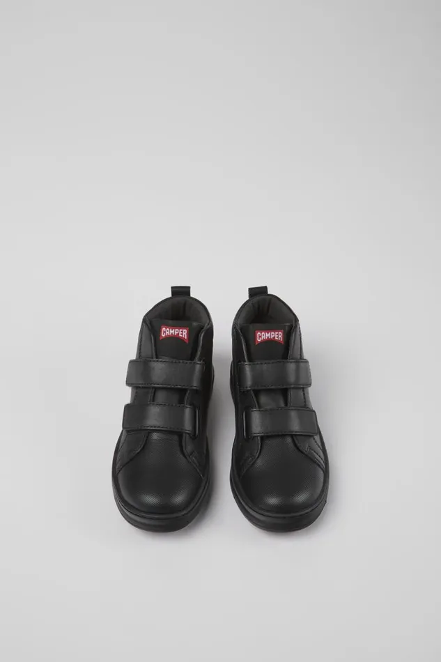 Kids Camper Boots Runner Black Leather And Textile Ankle Boots For Kids Kids Camper Boots Runner Black Leather And Textile Ankle Boots For Kids
