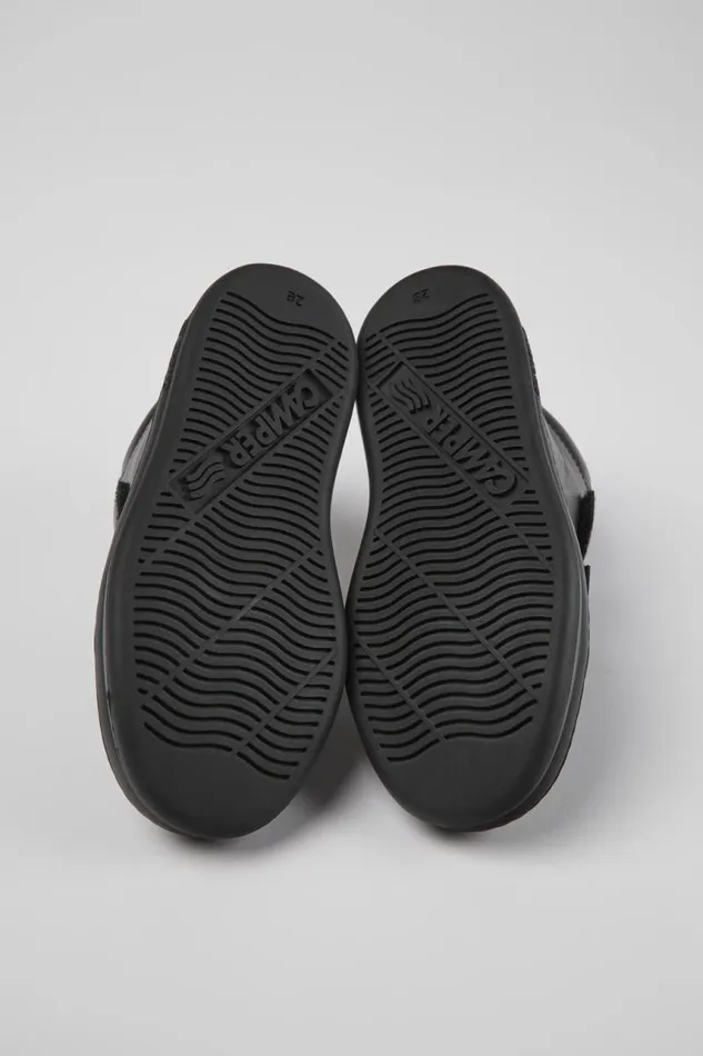 Kids Camper Boots Runner Black Leather And Textile Ankle Boots For Kids Kids Camper Boots Runner Black Leather And Textile Ankle Boots For Kids