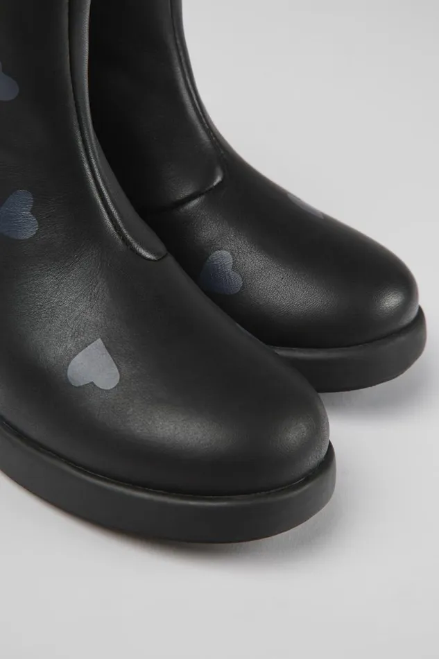 Kids Camper Boots Twins Black Leather Ankle Boots For Kids