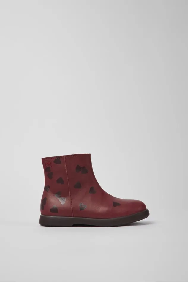 Kids Camper Boots Twins Burgundy Leather Ankle Boots For Kids Kids Camper Boots Twins Burgundy Leather Ankle Boots For Kids