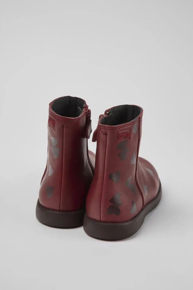 Kids Camper Boots Twins Burgundy Leather Ankle Boots For Kids Kids Camper Boots Twins Burgundy Leather Ankle Boots For Kids