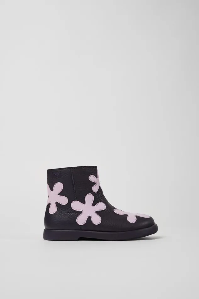 Kids Camper Boots Twins Purple Leather Boots For Kids Kids Camper Boots Twins Purple Leather Boots For Kids