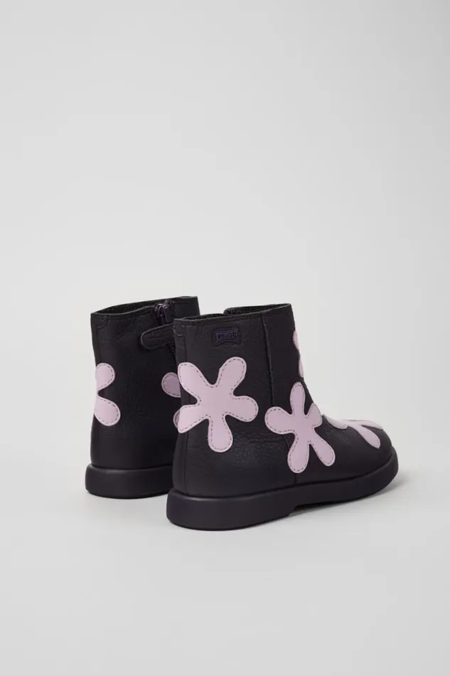 Kids Camper Boots Twins Purple Leather Boots For Kids Kids Camper Boots Twins Purple Leather Boots For Kids
