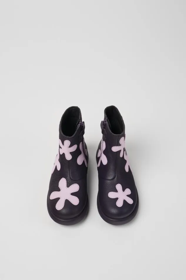 Kids Camper Boots Twins Purple Leather Boots For Kids Kids Camper Boots Twins Purple Leather Boots For Kids