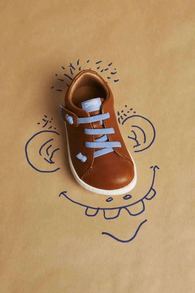 Kids Camper Sneakers Peu Brown Leather Basket Kids Camper Sneakers Peu Brown Leather Basket