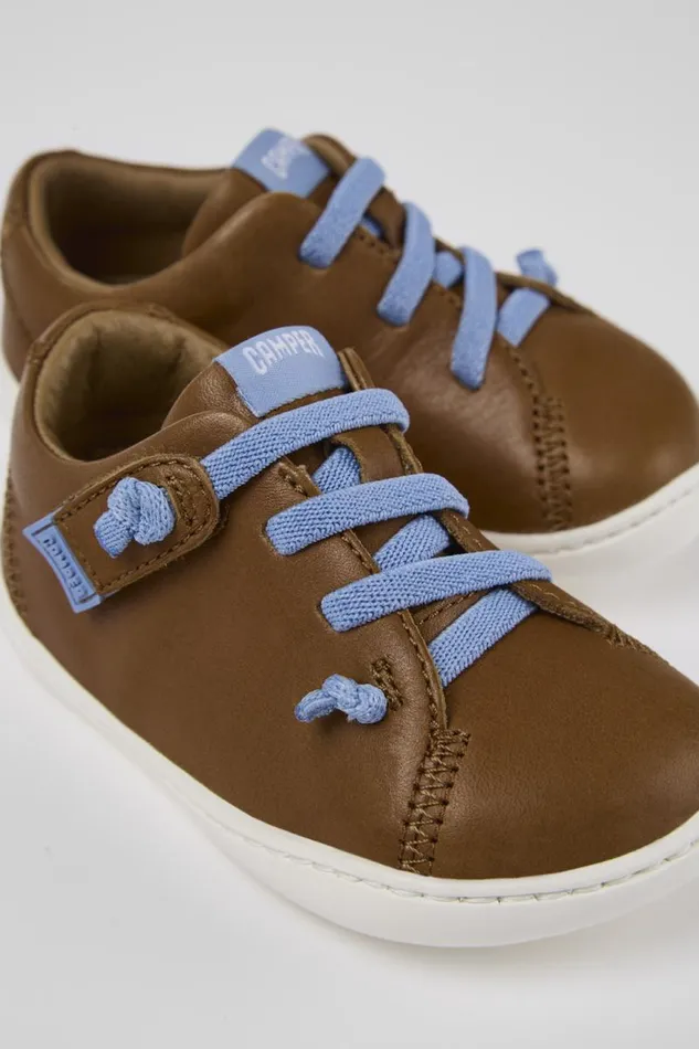 Kids Camper Sneakers Peu Brown Leather Basket Kids Camper Sneakers Peu Brown Leather Basket