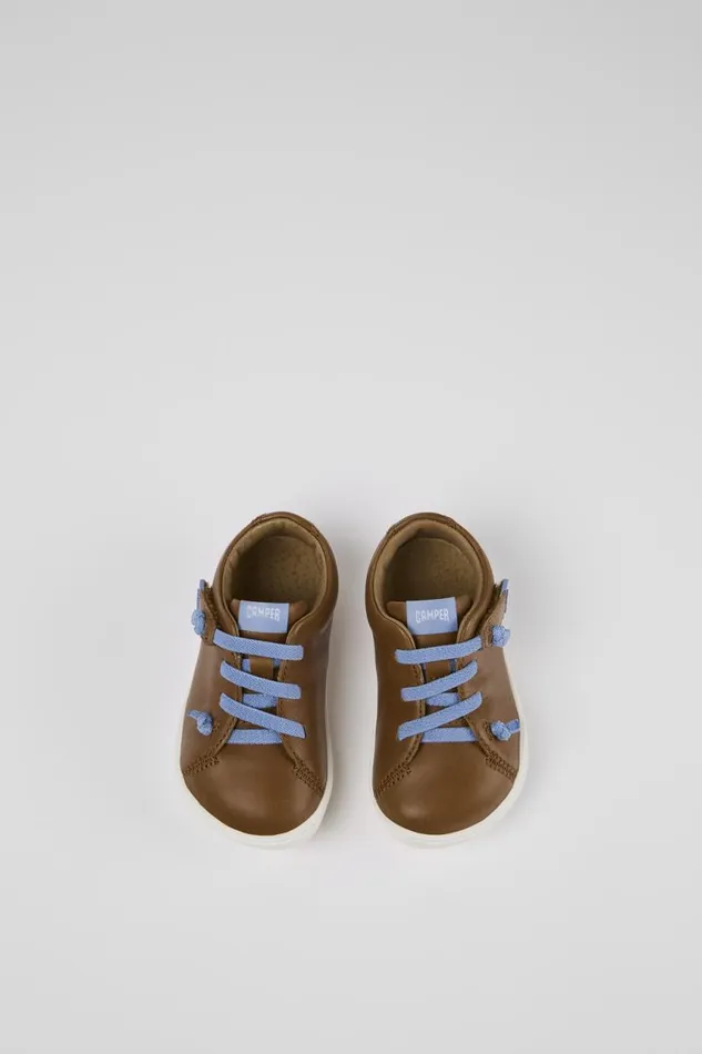 Kids Camper Sneakers Peu Brown Leather Basket Kids Camper Sneakers Peu Brown Leather Basket