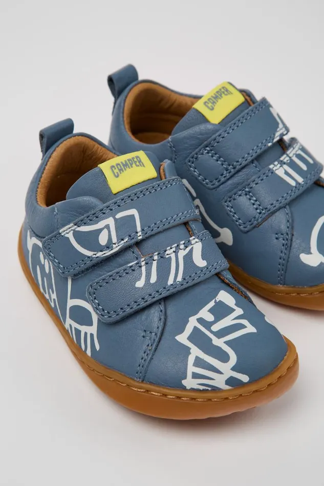 Kids Camper Sneakers Twins Gray And White Leather Shoes For Kids