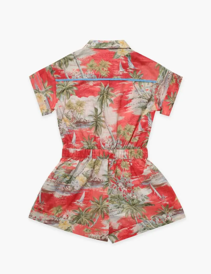 Kids Clothing Zimmermann Alight Pocket Detail Playsuit Red Palm
