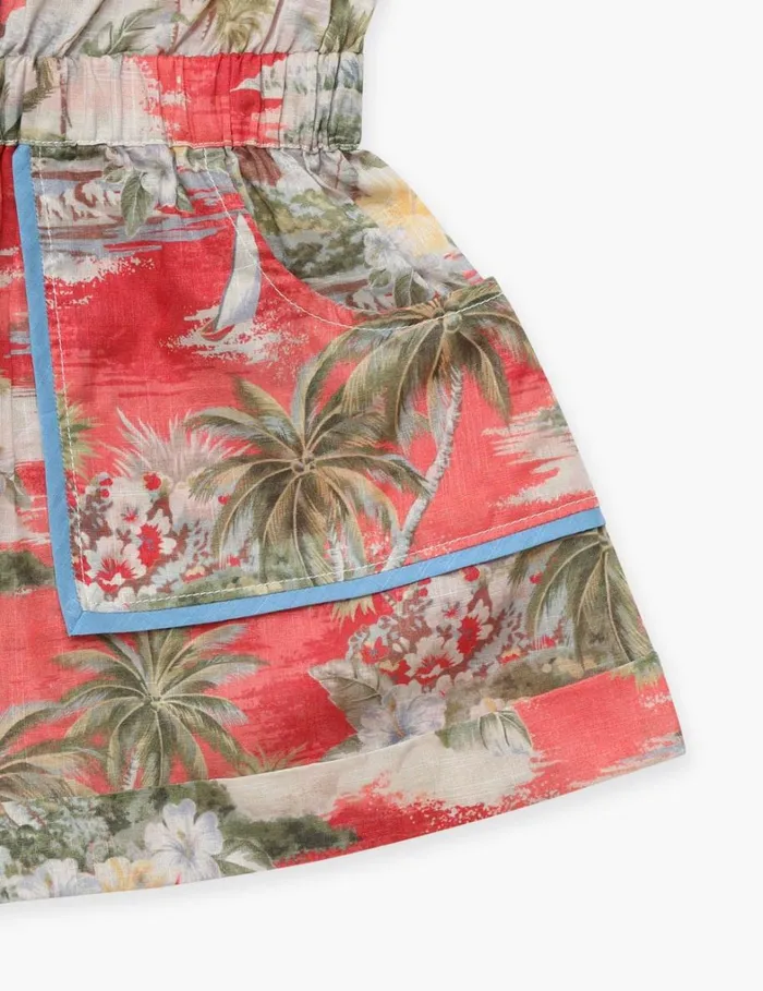 Kids Clothing Zimmermann Alight Pocket Detail Playsuit Red Palm