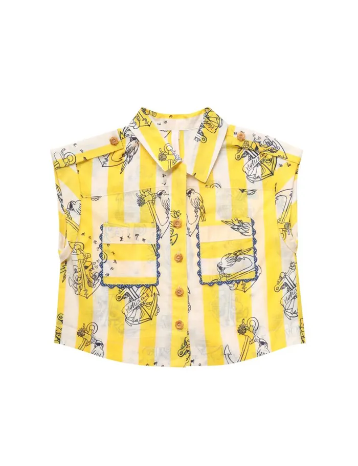 Kids Clothing Zimmermann Alight Pocket Shirt Yellowcream Stripe