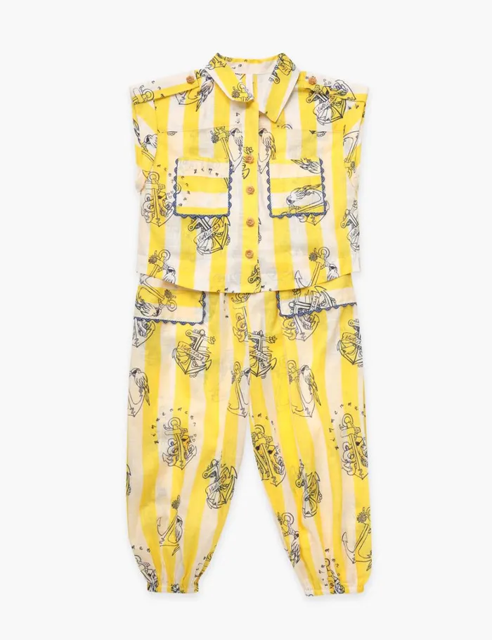 Kids Clothing Zimmermann Alight Pocket Shirt Yellowcream Stripe