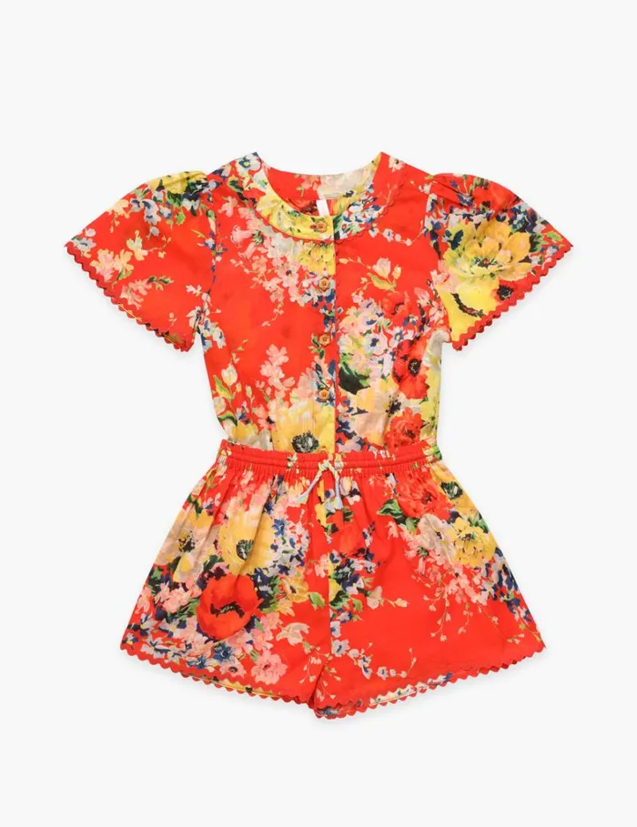Kids Clothing Zimmermann Alight Relaxed Short Red Floral