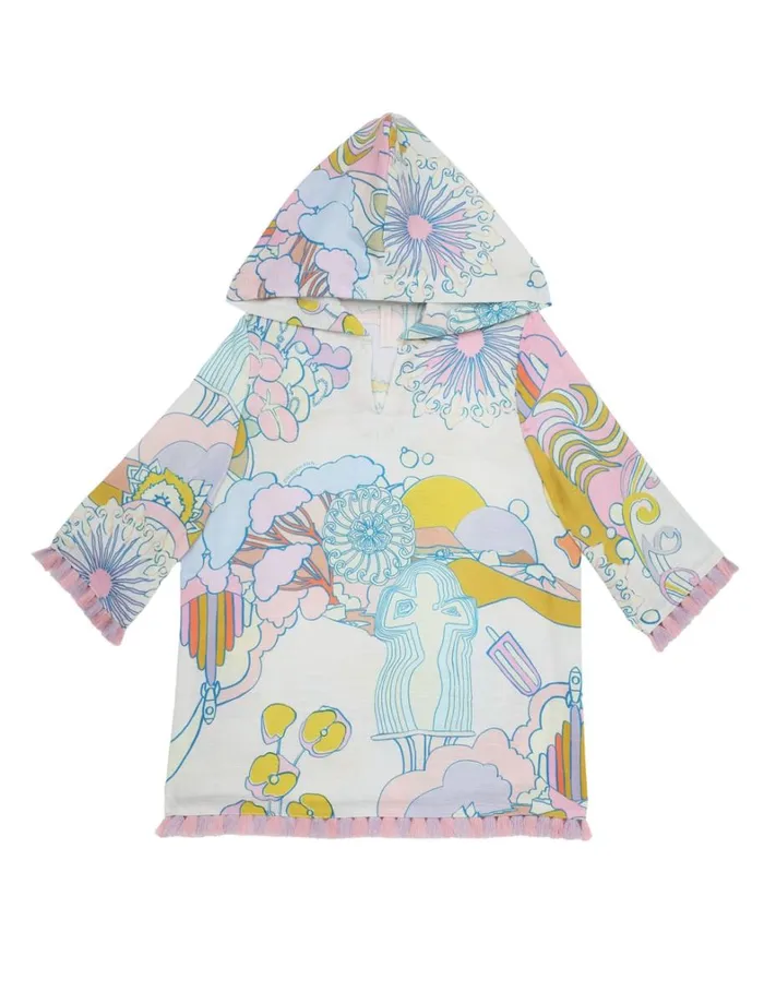 Kids Clothing Zimmermann Pop Hooded Coverup Watercolour Multi